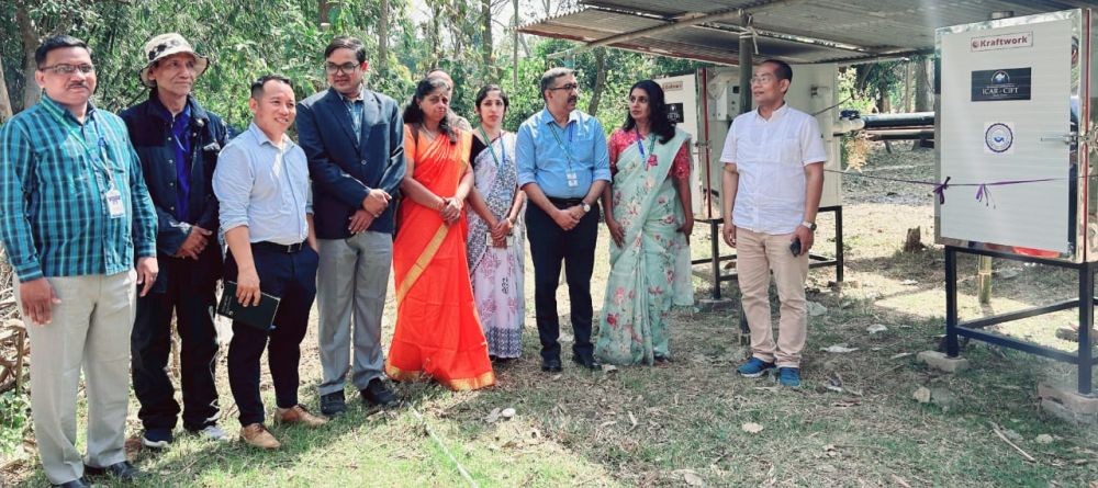 Officials and others during the installation of CIFT Hybrid Solar Dryer at Bade village.